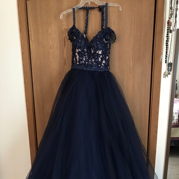 Navy Blue Prom Dress - Picture 3 of 5